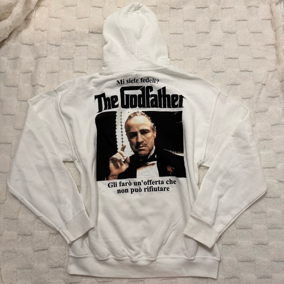 il Padrino The Godfather Cinema White Graphic Logo Hoodie Sweatshirt, Large NWOT - Picture 2 of 4